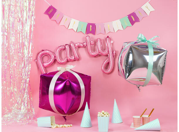 Ballongbanner - "Party" - Rosa Folie 80x40cm
