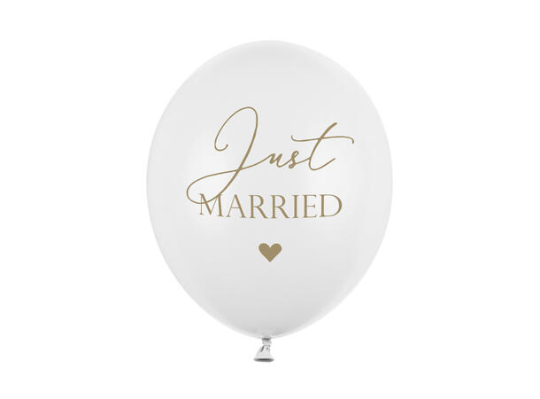 Ballonger - "Just Married" - Hvit 30cm - 6pk 