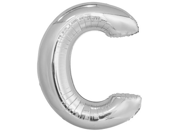 Bokstavballong - Bokstav C - Sølv Folie - 86cm 