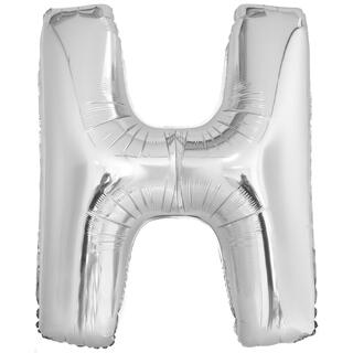 Bokstavballong - Bokstav H - Sølv Folie - 86cm