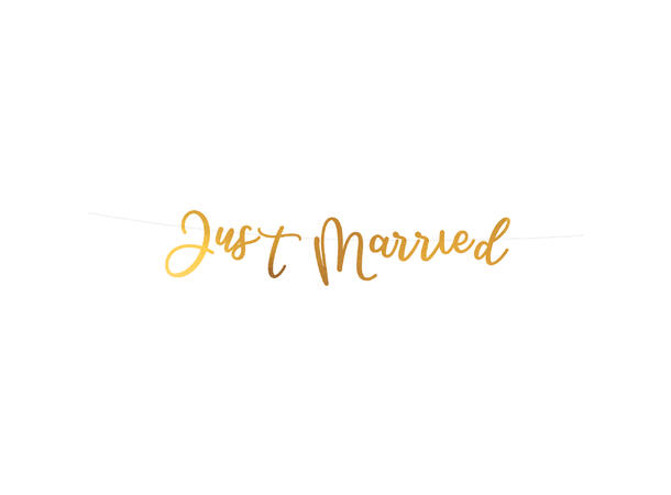 Bokstavbanner Bryllup - "Just Married" Gull - 91.5cm