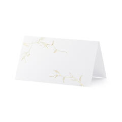 Bordkort - Hvit - Gullgrener 9.5x5.5cm - 10pk