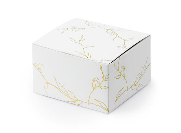 Gaveeske - Hvit - Gullgrener 6x3.5x5.5cm - 10pk