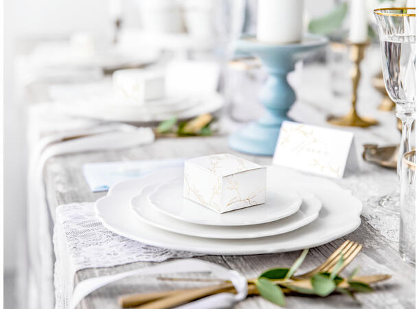 Gaveeske - Hvit - Gullgrener 6x3.5x5.5cm - 10pk 