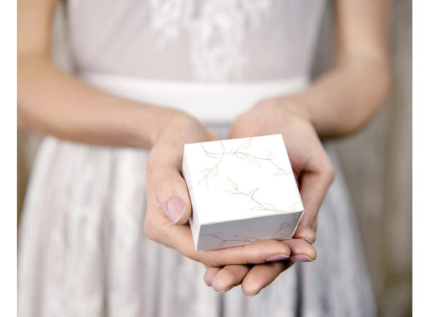 Gaveeske - Hvit - Gullgrener 6x3.5x5.5cm - 10pk 