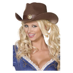 Hatt - Cowboy - Gullstjerne Dame - Onesize