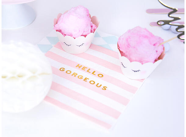 Servietter - "Hello Gorgeous" - Lys Rosa Striper - 33cm - 20pk 