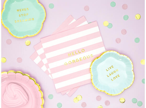 Servietter - "Hello Gorgeous" - Lys Rosa Striper - 33cm - 20pk 