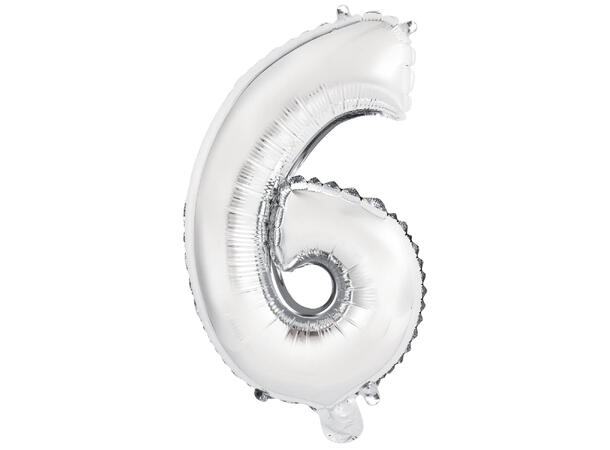 Tallballong - Nummer 6 - Sølv Folie - 35cm