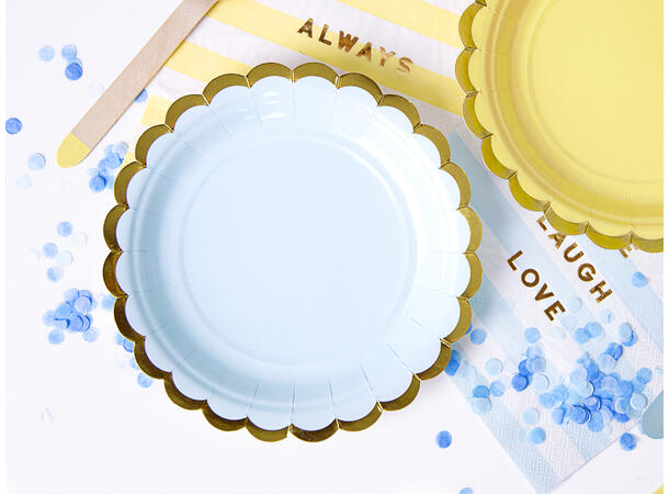 Tallerkener - Lys Blå - Papp 18cm - 6pk 