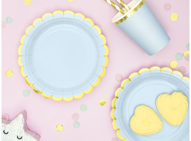 Tallerkener - Lys Blå - Papp 18cm - 6pk 