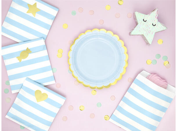 Tallerkener - Lys Blå - Papp 18cm - 6pk 