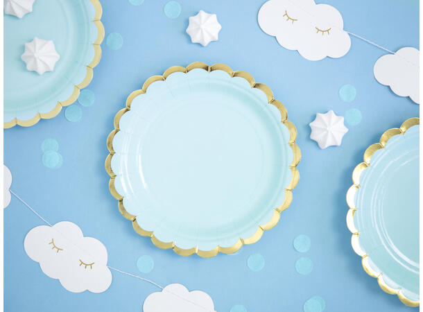 Tallerkener - Lys Blå - Papp 18cm - 6pk 