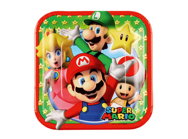 Tallerkener Firkantet - Super Mario Papp - 18cm - 8pk