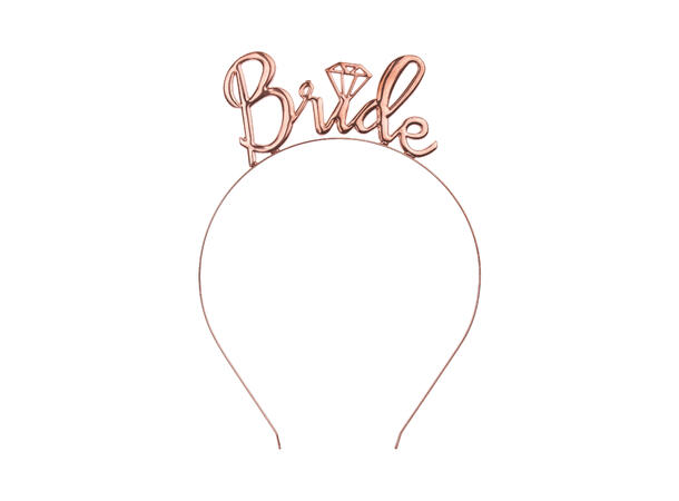 Tiara Hårbøyle - "Bride" - Rosegull Plast 