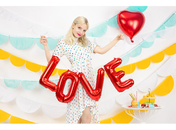 Ballongbanner - "Love" - Rød Folie 140x35cm