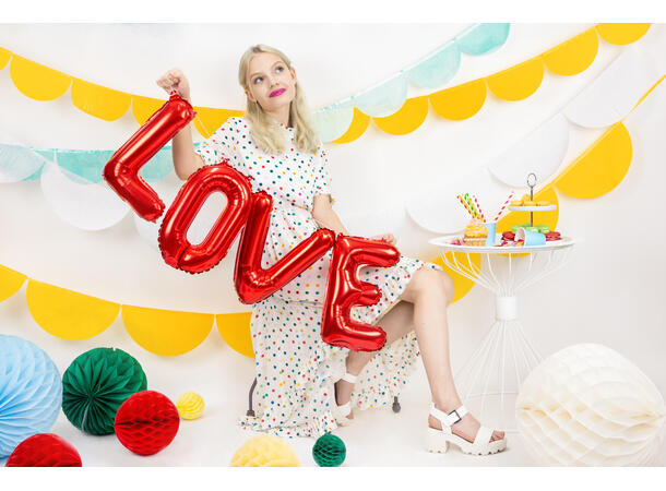 Ballongbanner - "Love" - Rød Folie 140x35cm
