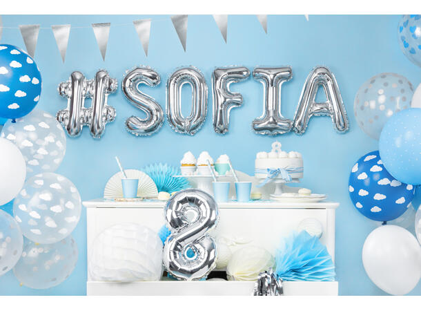 Ballonger  - Gjennomsiktig & Hvite Skyer 30cm - 6pk