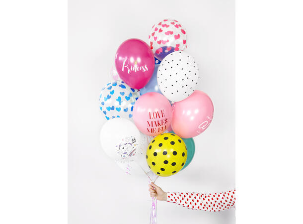 Ballonger  - Gjennomsiktig & Lys Blå Hjerter - 30cm - 6pk