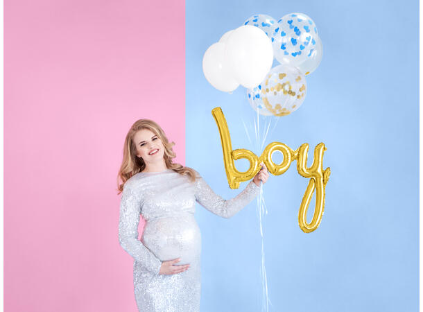 Ballonger  - Gjennomsiktig & Lys Blå Hjerter - 30cm - 6pk