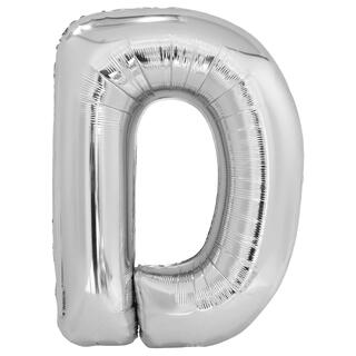 Bokstavballong - Bokstav D - Sølv Folie - 86cm