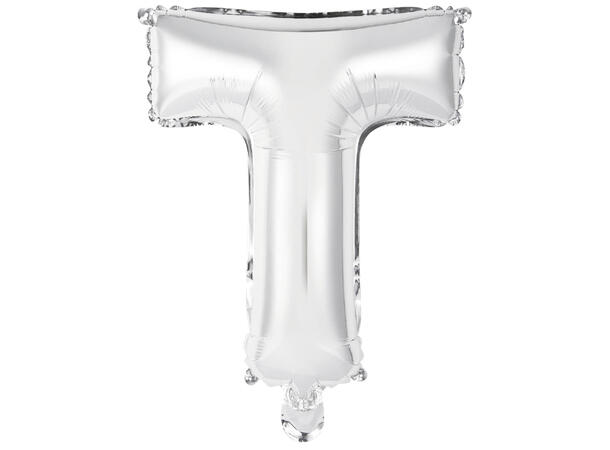 Bokstavballong - Bokstav T - Sølv Folie - 34cm