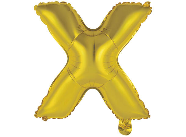 Bokstavballong - Bokstav X - Gull Folie - 34cm 