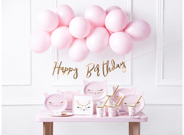 Bokstavbanner - "Happy Birthday" Rosegull - 16.5x62cm 