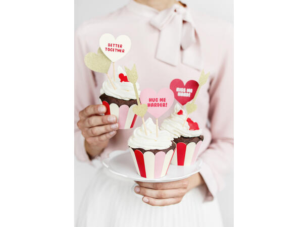 Cupcaketopper - Hjerte - Gull 11cm - 6pk