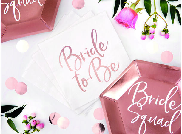 Servietter - "Bride to Be" - Rosegull 33cm - 20pk