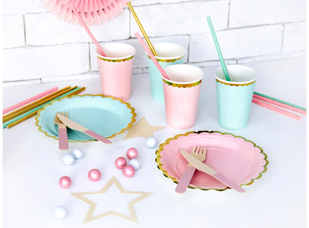 Tallerkener - Lys Rosa - Papp 18cm - 6pk 