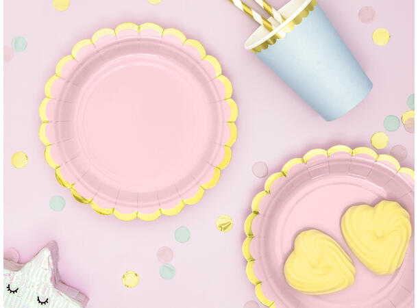 Tallerkener - Lys Rosa - Papp 18cm - 6pk 