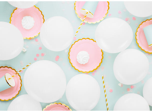 Tallerkener - Lys Rosa - Papp 18cm - 6pk 