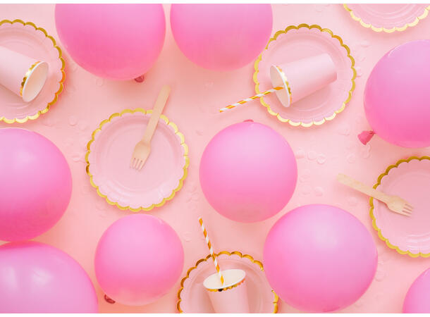 Tallerkener - Lys Rosa - Papp 18cm - 6pk 