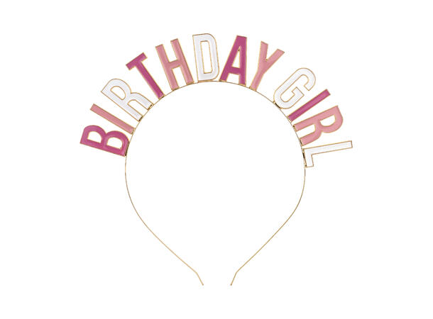 Tiara Hårbøyle - "Birthday Girl" Rosa & Hvit - Plast