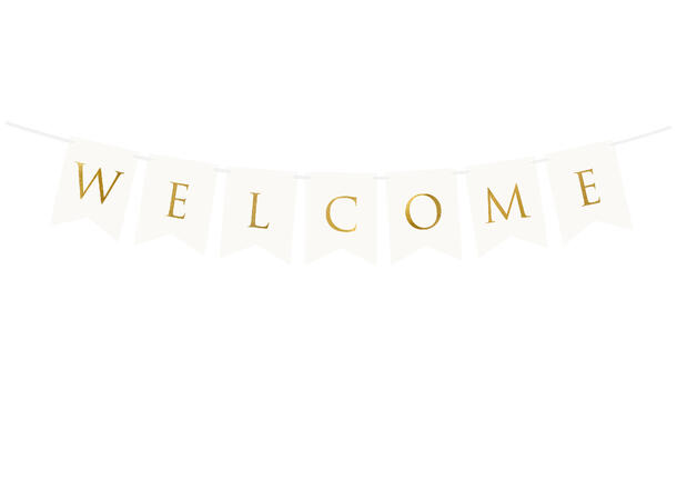 Blokkbanner - "Welcome" - Hvit 15x95cm
