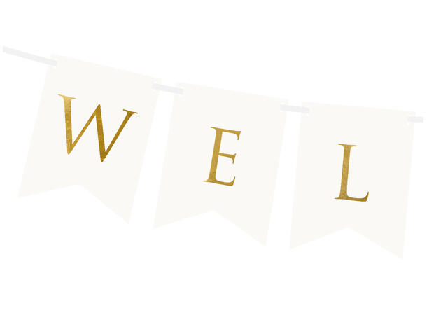 Blokkbanner - "Welcome" - Hvit 15x95cm