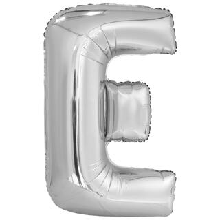 Bokstavballong - Bokstav E - Sølv Folie - 86cm