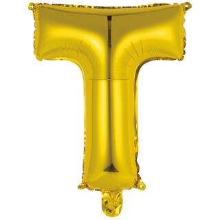 Bokstavballong - Bokstav T - Gull Folie - 34cm