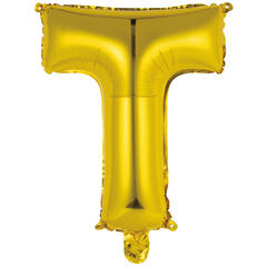 Bokstavballong - Bokstav T - Gull Folie - 34cm