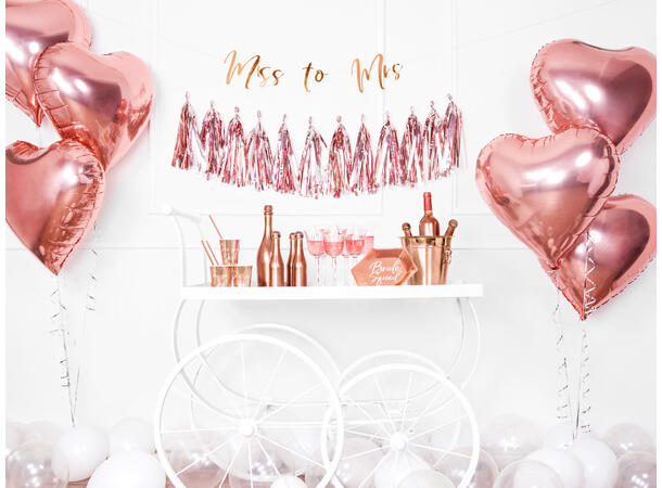 Bokstavbanner - "Miss to Mrs" - Rosegull 18x76cm 