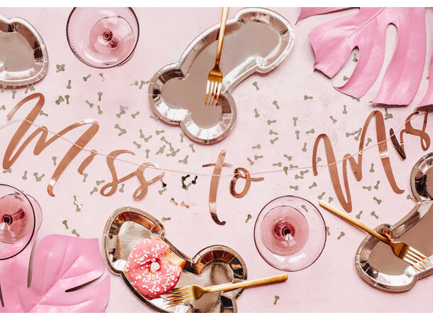 Bokstavbanner - "Miss to Mrs" - Rosegull 18x76cm 