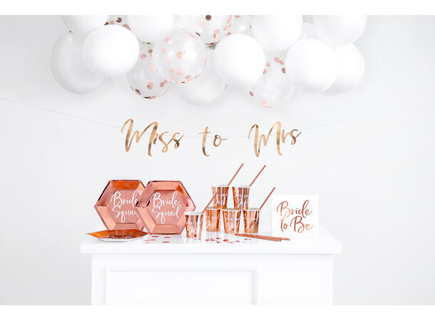 Bokstavbanner - "Miss to Mrs" - Rosegull 18x76cm 