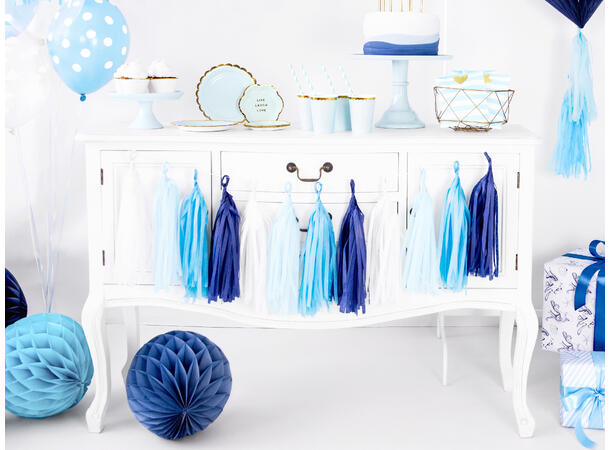 Girlander - Tassel - Blå & Hvit 30cm - 1.5m 