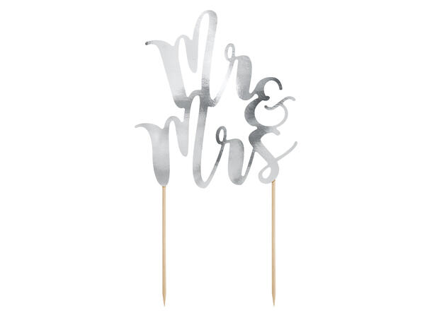 Kaketopp - "Mr & Mrs" - Sølv 25.5cm 