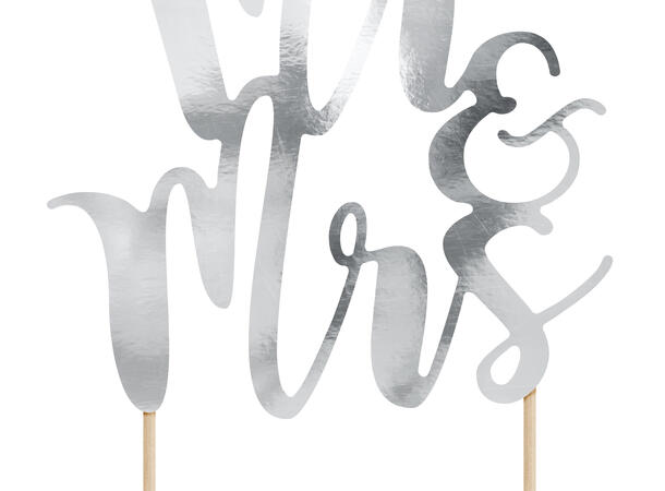 Kaketopp - "Mr & Mrs" - Sølv 25.5cm 