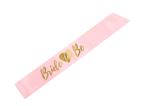 Magebånd Sash - "Bride to Be" Rosa & Gull - 75cm 