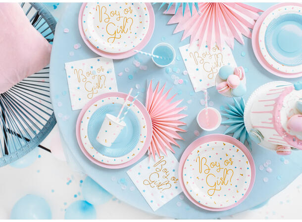 Papirservietter - "Boy or Girl" Hjerter & Stjerner - 33cm - 20pk 