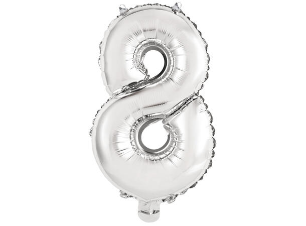 Tallballong - Nummer 8 - Sølv Folie - 35cm