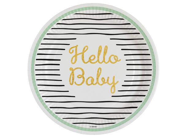Tallerkener - "Hello Baby" - Babyshower 23cm - 8pk